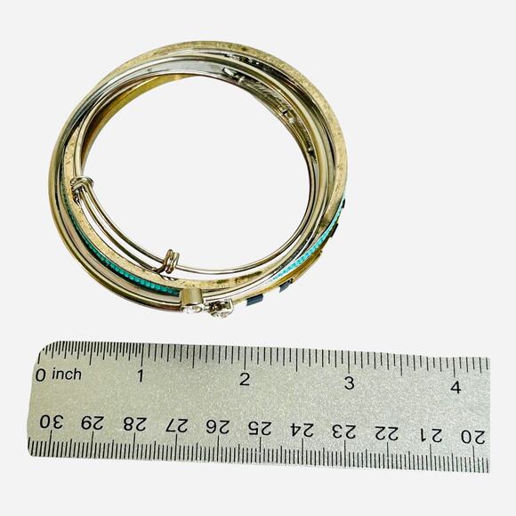 Mixed Bangle Bracelets Lot Good Condition Gold Tone Silver Tone - Picture 8 of 8